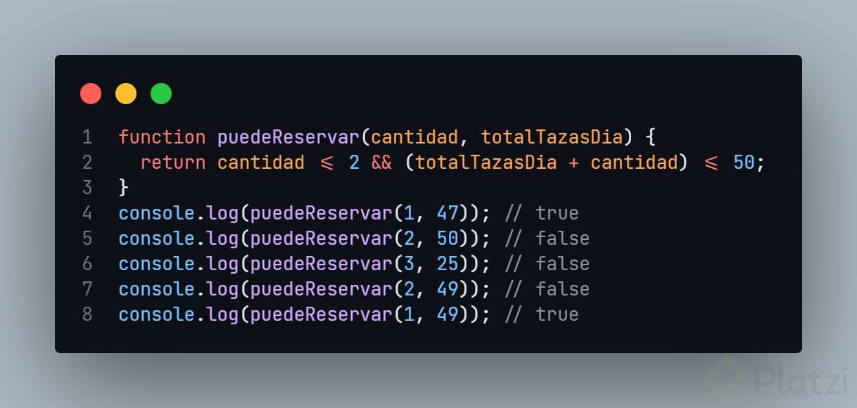 Reto de la clase en código JavaScript