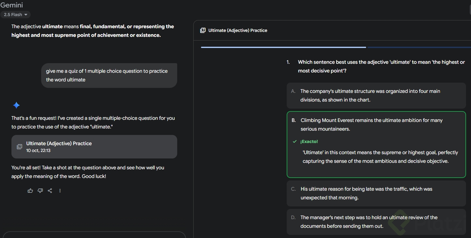 view of quiz from Gemini ai