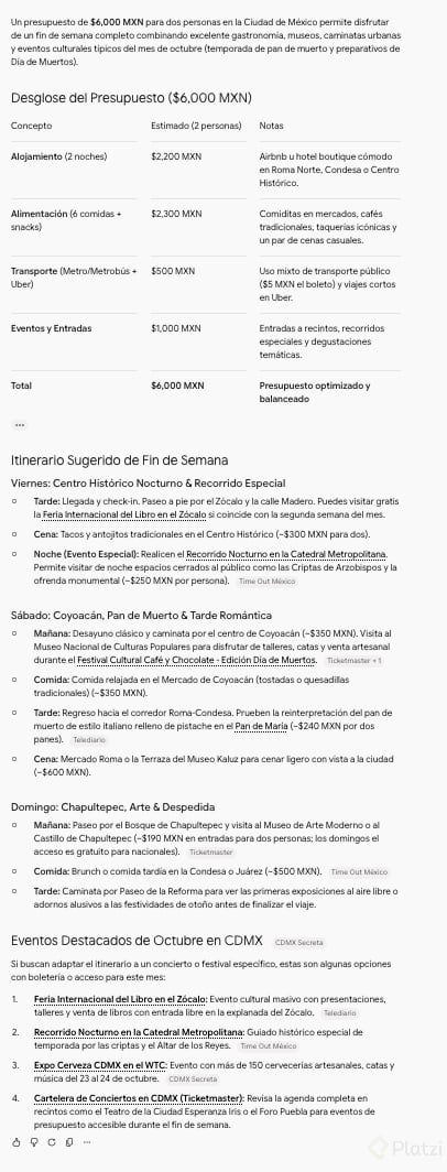 Gemini gratis: fin de semana en CDMX Itinerario de tres días de Gemini versión gratuita en CDMX, con desglose de presupuesto