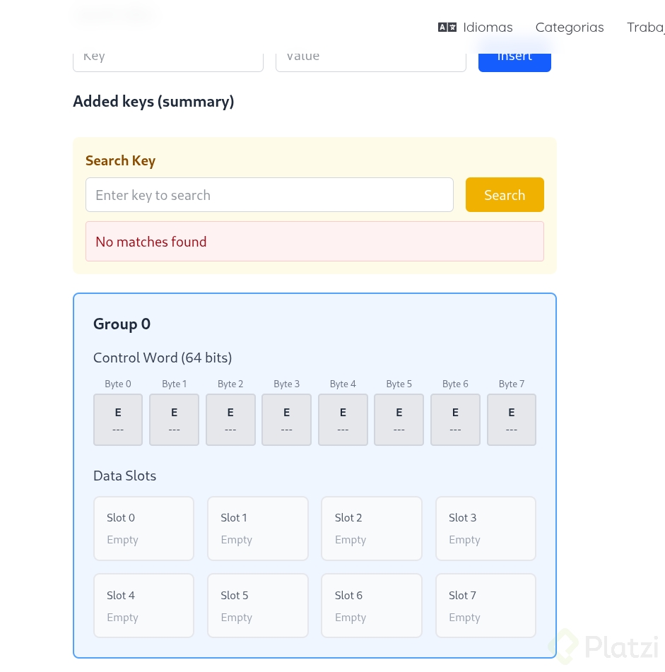 Simulador visual de Swiss Tables